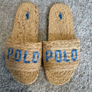 Polo by Ralph Lauren Raffia Woven Sandals with Blue Logo